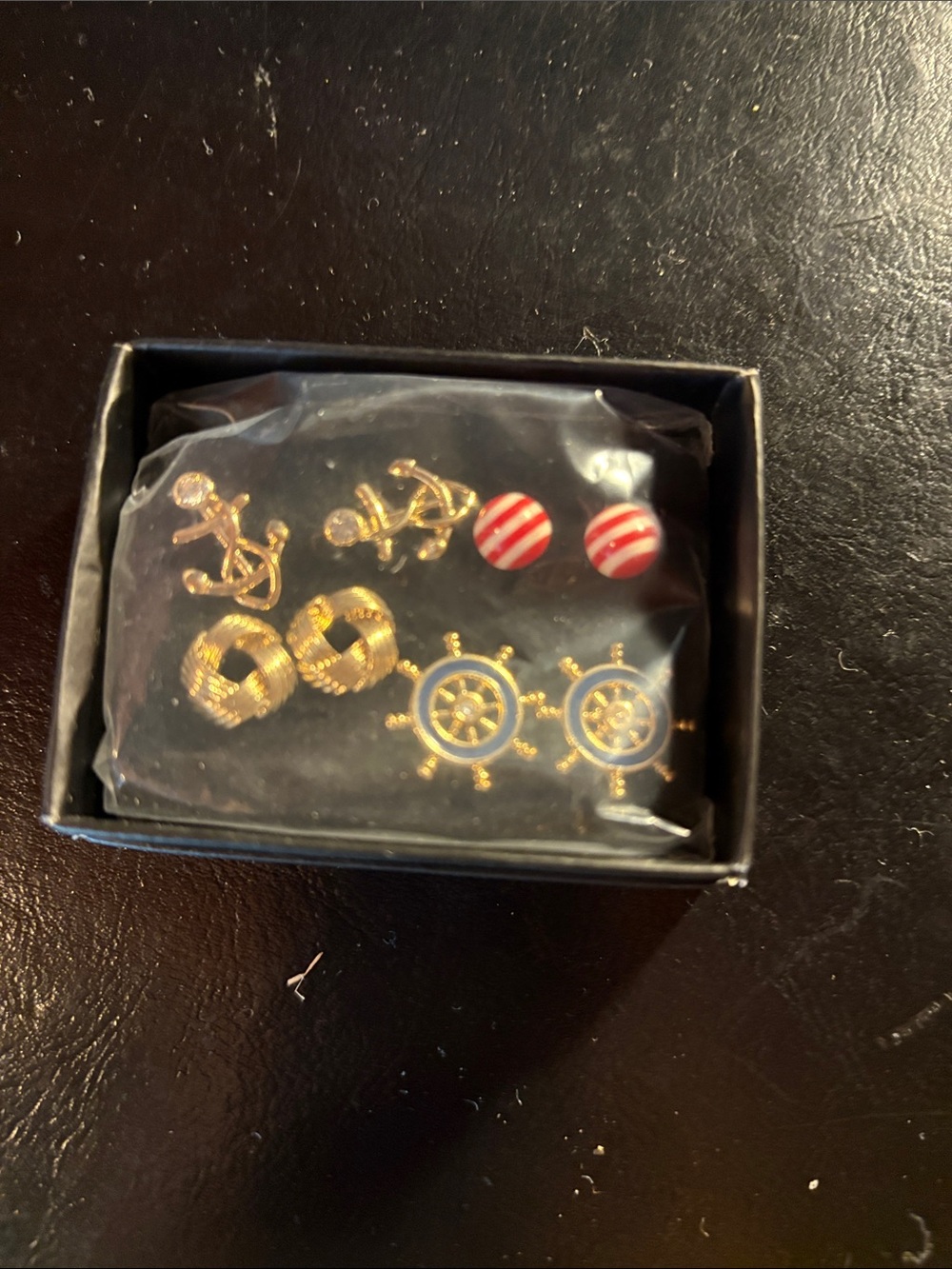 Avon Gold and Red Nautical Earring Set
